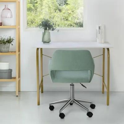 Teamson Home 40" Home Office Computer Desk with Metal Base, Faux Marble/Brass