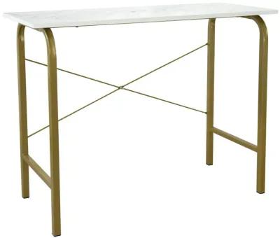 Teamson Home 40" Home Office Computer Desk with Metal Base, Faux Marble/Brass