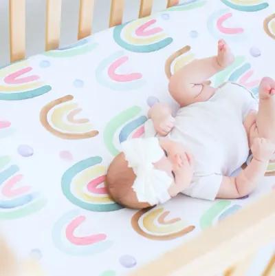 Super Soft Fitted Crib Sheet - Blue Rainbow