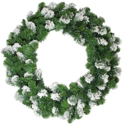 Snowy Flocked Colorado Pine Artificial Christmas Wreath  30-Inch  Unlit