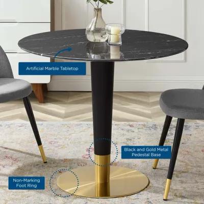 Modway - Zinque 36" Artificial Marble Dining Table Gold Black