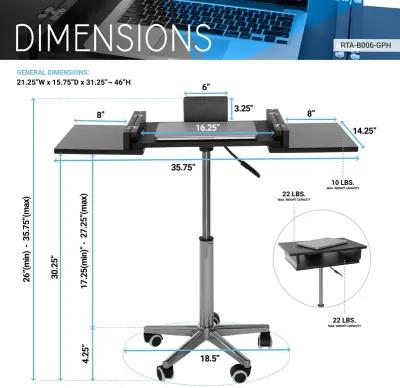 Folding Table Laptop Cart, Graphite