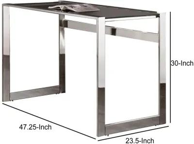 Elegantly Charmed Metal Writing Desk, Silver-Benzara