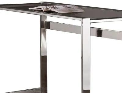 Elegantly Charmed Metal Writing Desk, Silver-Benzara