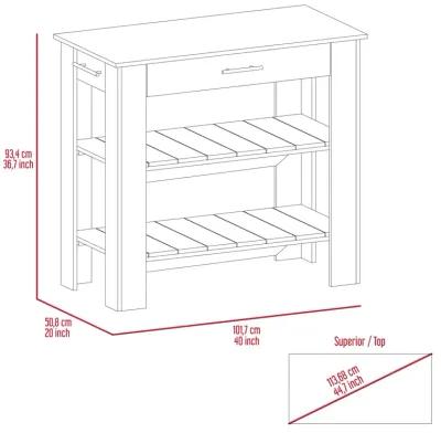 Rockaway 1-Drawer 2-Shelf Kitchen Island Black Wengue And Light Oak