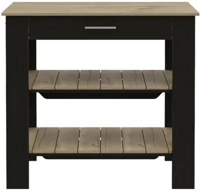 Rockaway 1-Drawer 2-Shelf Kitchen Island Black Wengue And Light Oak