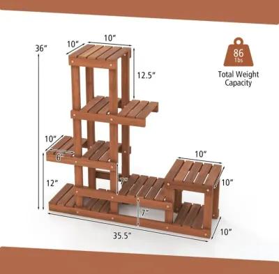 Hivvago 6 Tier Wood Plant Stand with High Low Structure