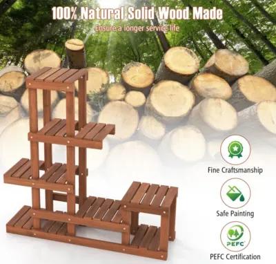 Hivvago 6 Tier Wood Plant Stand with High Low Structure