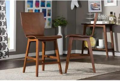 Scandinavian Style Dark Walnut Bent Wood Counter Stool (Set of 2)