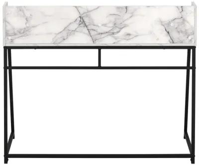 Monarch Specialties I 7549 Computer Desk, Home Office, Laptop, Storage Shelves, 48"L, Work, Metal, Laminate, White Marble Look, Black, Contemporary, Modern