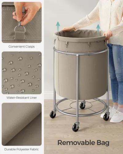 Laundry Basket with Wheels and Removable Bag, Steel Frame, 4 Casters and 2 Brakes