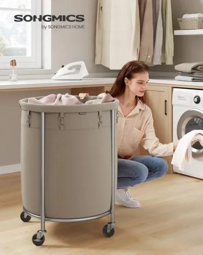 Laundry Basket with Wheels and Removable Bag, Steel Frame, 4 Casters and 2 Brakes