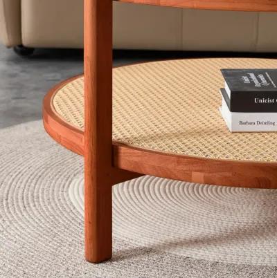 Modern Minimalist Solid Wood Coffee Table with Craft Glass Tabletop