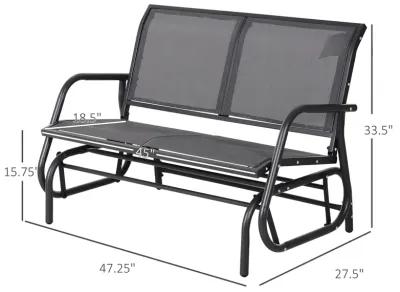 Outsunny 2-Person Outdoor Glider Bench, Patio Double Swing Rocking Chair Loveseat w/ Powder Coated Steel Frame for Backyard Garden Porch, Gray