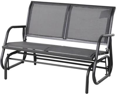 Outsunny 2-Person Outdoor Glider Bench, Patio Double Swing Rocking Chair Loveseat w/ Powder Coated Steel Frame for Backyard Garden Porch, Gray