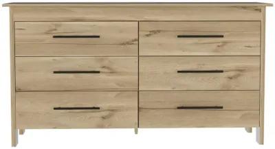 Hms 6 Drawer Double Dresser, Four Legs, Superior Top -White