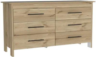 Hms 6 Drawer Double Dresser, Four Legs, Superior Top -White