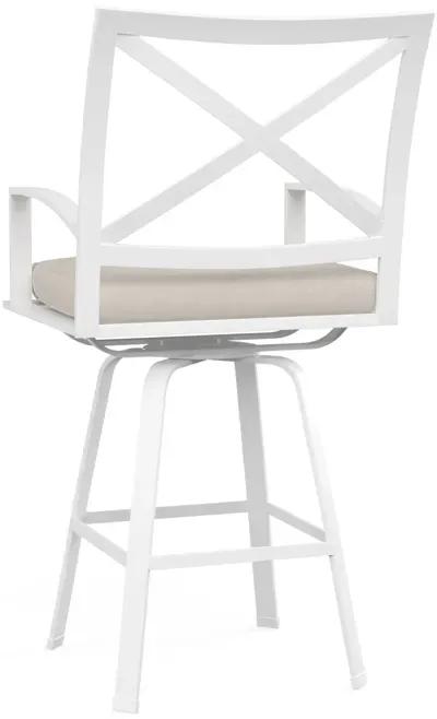 Bristol Swivel Barstool in Canvas Flax w/ Self Welt