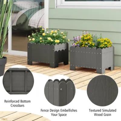 Hivvago 2 Pack Rectangular Planter Box with Drainage Gaps for Front Porch Garden Balcony