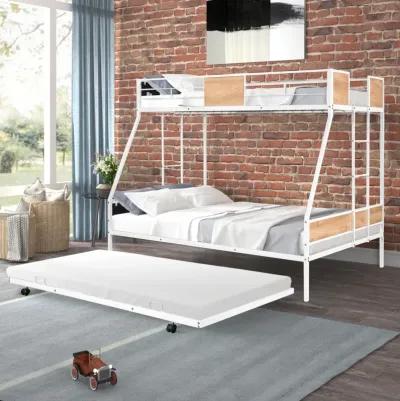 Sturdy Metal Bunk Bed with Trundle & Safety Features