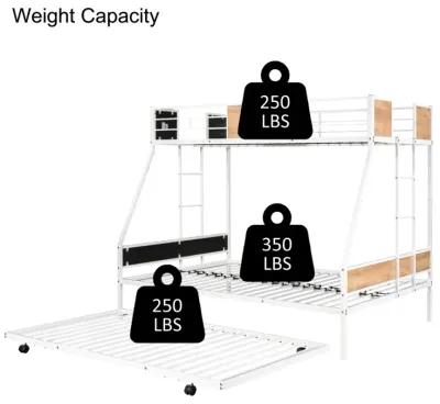 Sturdy Metal Bunk Bed with Trundle & Safety Features