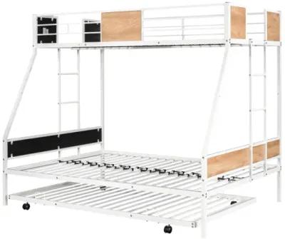 Sturdy Metal Bunk Bed with Trundle & Safety Features