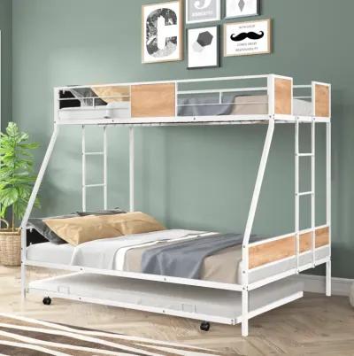 Sturdy Metal Bunk Bed with Trundle & Safety Features