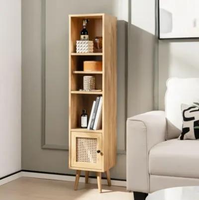 Hivvago 4 Tiers Rattan Storage Cabinet with Slim Design