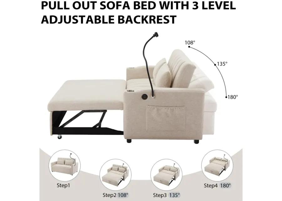 Merax Convertible Sofa Bed Loveseat with 3 USB Ports