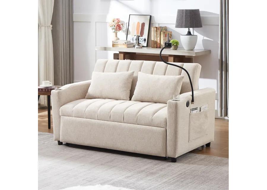 Merax Convertible Sofa Bed Loveseat with 3 USB Ports