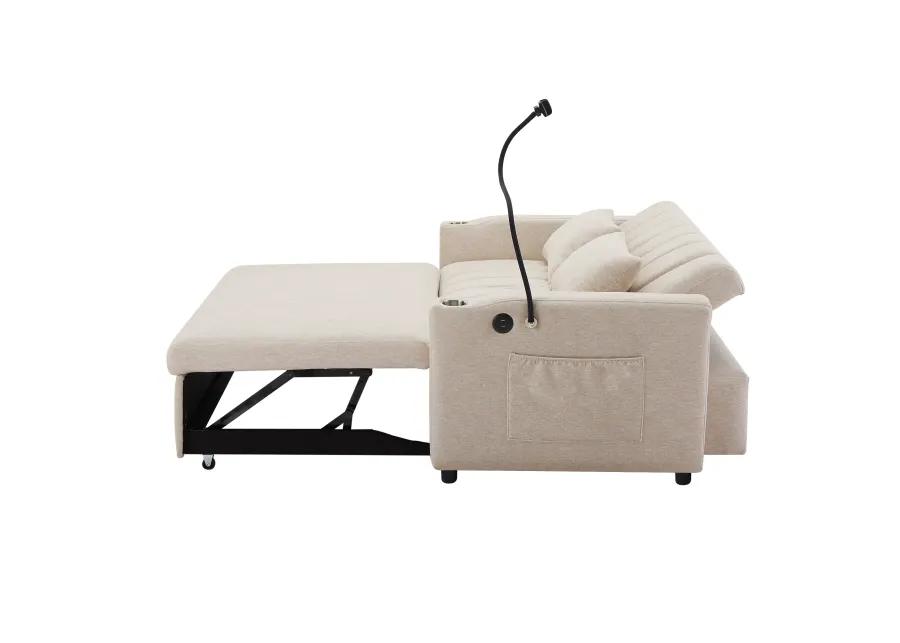 Merax Convertible Sofa Bed Loveseat with 3 USB Ports