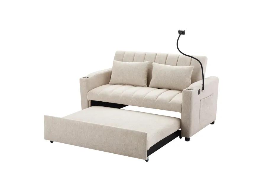 Merax Convertible Sofa Bed Loveseat with 3 USB Ports