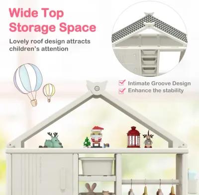 Kids Costume Storage Closet with Storage Bins and Shelves and Side Baskets for Kids Room