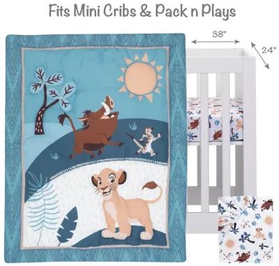 Lambs & Ivy Disney Baby Lion King Adventure Blue 3-Piece Mini Crib Bedding Set