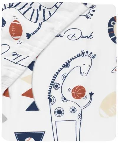 Lambs & Ivy Hall of Fame Animals/Sports 100% Cotton Fitted Baby Crib Sheet