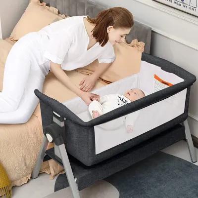 Portable Baby Bedside Sleeper with Adjustable Heights and Angle