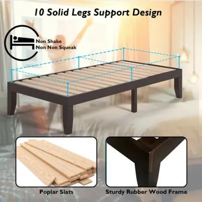 Twin Size 14 Inch Wooden Slats Bed Mattress Frame