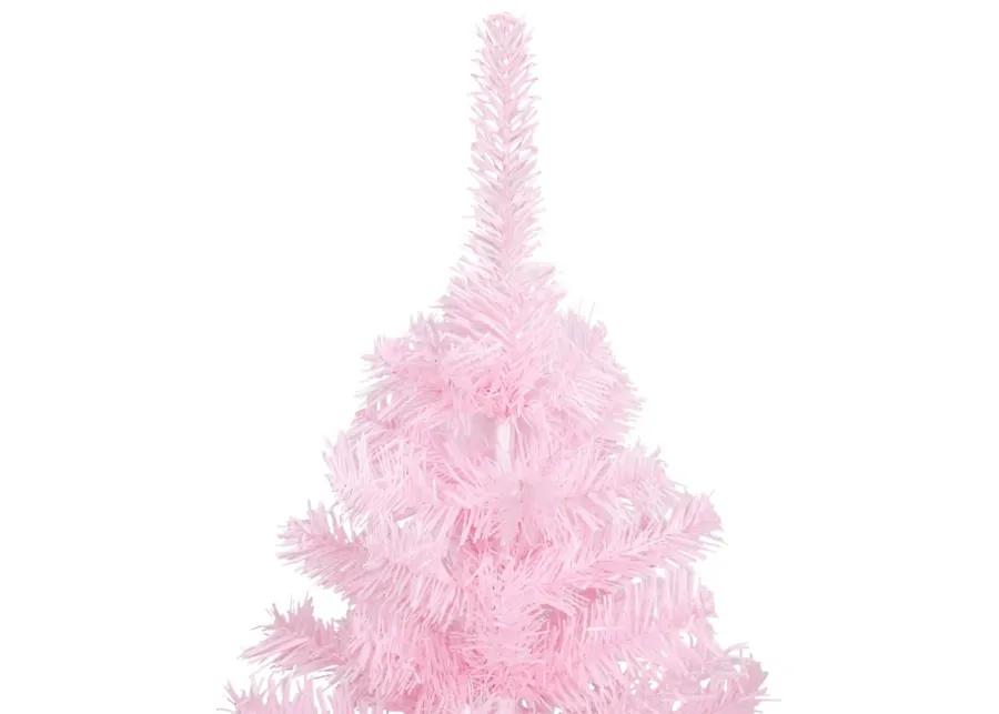 vidaXL Artificial Christmas Tree with LEDs&Stand Pink 47.2" PVC (329177+330046)