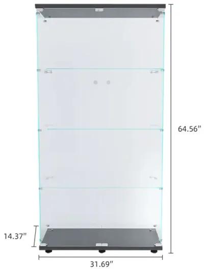 Two Door Glass Cabinet Glass Display Cabinet With 4 Shelves