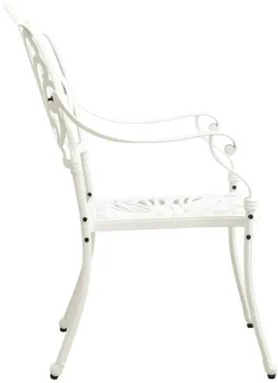 vidaXL Garden Chairs 2 pcs Cast Aluminum White