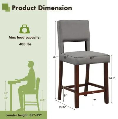 Hivvago 2 Piece Bar Chair Set with Hollowed Back and Rubber Wood Legs