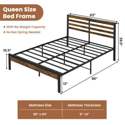 Hivvago Bed Frame with Charging Station and Storage Headboard