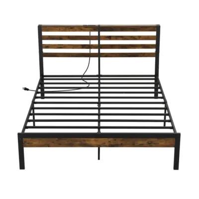 Hivvago Bed Frame with Charging Station and Storage Headboard