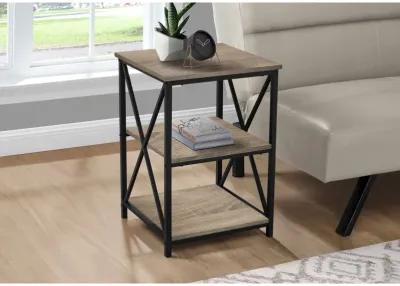 Monarch Specialties I 3597 Accent Table, Side, End, Nightstand, Lamp, Living Room, Bedroom, Metal, Laminate, Brown, Black, Contemporary, Modern