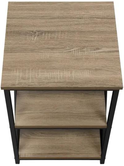 Monarch Specialties I 3597 Accent Table, Side, End, Nightstand, Lamp, Living Room, Bedroom, Metal, Laminate, Brown, Black, Contemporary, Modern