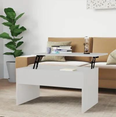 vidaXL Modern Coffee Table with Lift Top in White | Rectangular Engineered Wood | Versatile Home Furniture | 31.5"x19.9"x16.3"