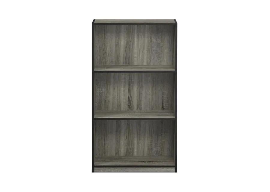 Furinno 99736 Basic 3-Tier Bookcase Storage Shelves, Columbia Walnut/Black