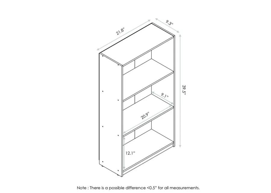 Furinno 99736 Basic 3-Tier Bookcase Storage Shelves, Columbia Walnut/Black