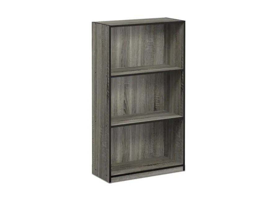 Furinno 99736 Basic 3-Tier Bookcase Storage Shelves, Columbia Walnut/Black