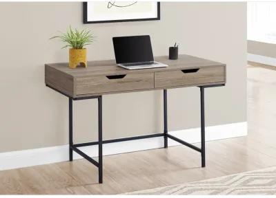 Monarch Specialties I 7555 Computer Desk, Home Office, Laptop, Storage Drawers, 48"L, Work, Metal, Laminate, Brown, Black, Contemporary, Modern